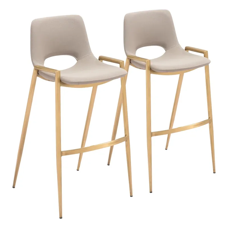 Zuo Modern Desi Gold Collection Barstools Beige/Gold - Set of 2