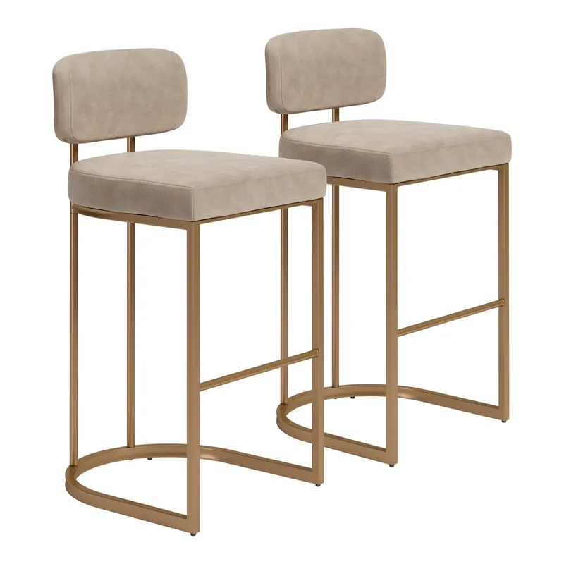 Zuo Modern Velar Collection Barstools Beige/Bronze - Set of 2