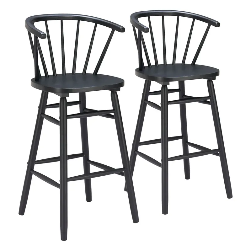 Zuo Modern Stenger Collection Barstools in Black - Set of 2