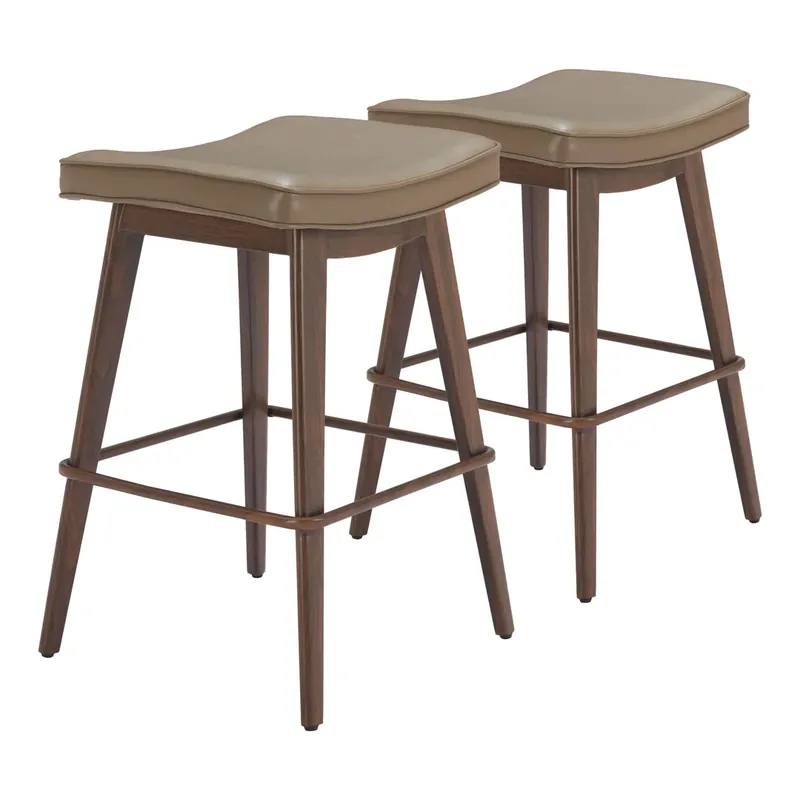 Zuo Modern Divat Collection Barstools Taupe/Walnut - Set of 2