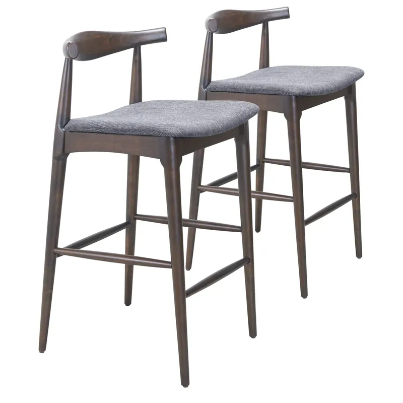 Zuo Modern Tuzka Collection Barstools Gray/Espresso - Set of 2