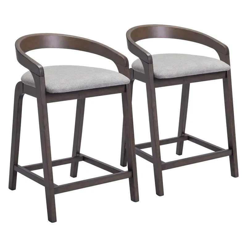 Zuo Modern Troy Collection Counter Stools Dove Gray/Espresso - Set of 2