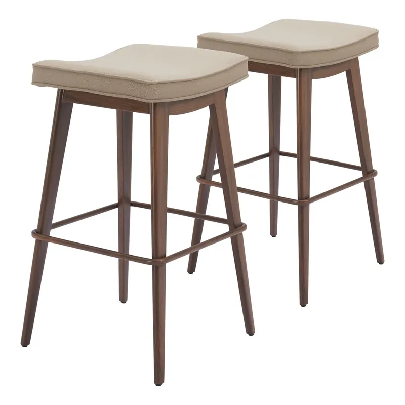 Zuo Modern Divat Collection Counter Stool Beige/Walnut - Set of 2