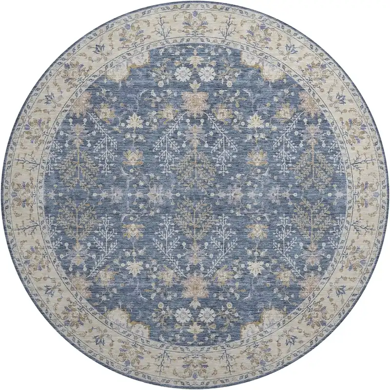 Dalyn Hatay Washable Round Rug in Blue 8-Foot