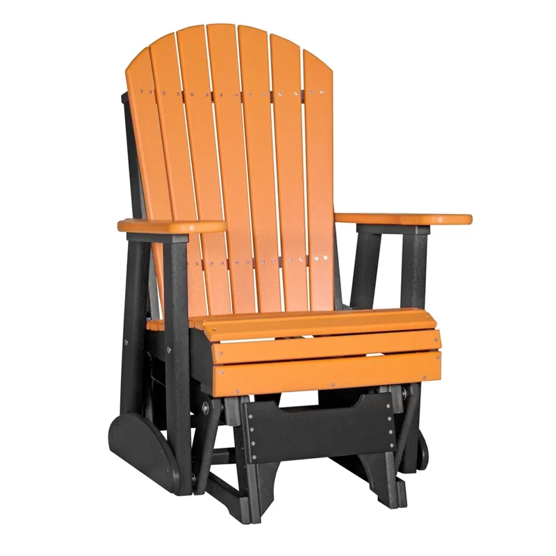 Amish Outdoors Deluxe Tangerine/Black Adirondack Glider Chair