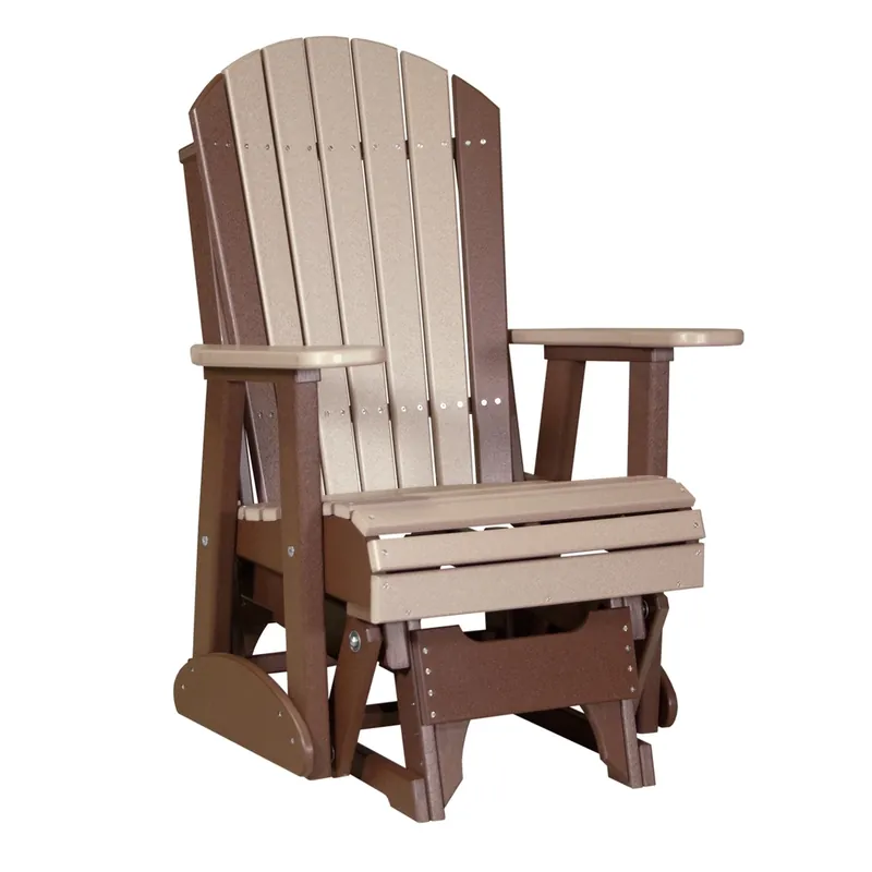 Amish Outdoors Deluxe Adirondack Glider Chair in Weatherwood/Chestnut