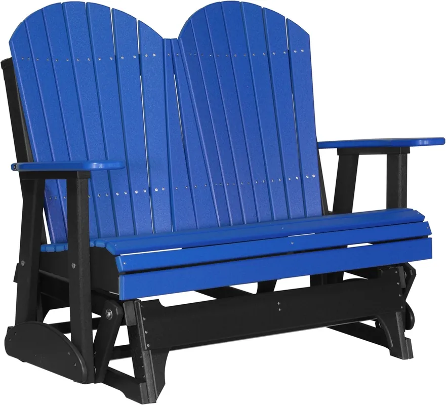 Amish Outdoors Deluxe Blue/Black Adirondack Glider Loveseat