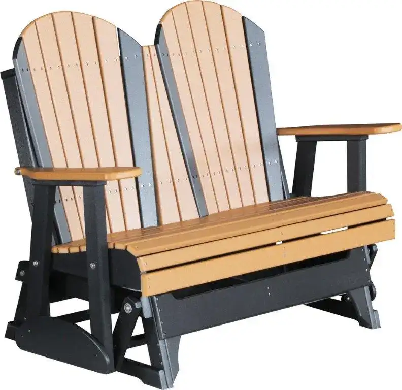 Amish Outdoors Deluxe Cedar/Black Adirondack Glider Loveseat