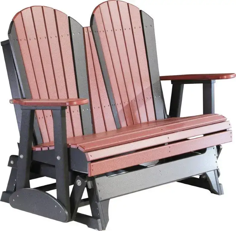 Amish Outdoors Deluxe Cherry/Black Adirondack Glider Loveseat