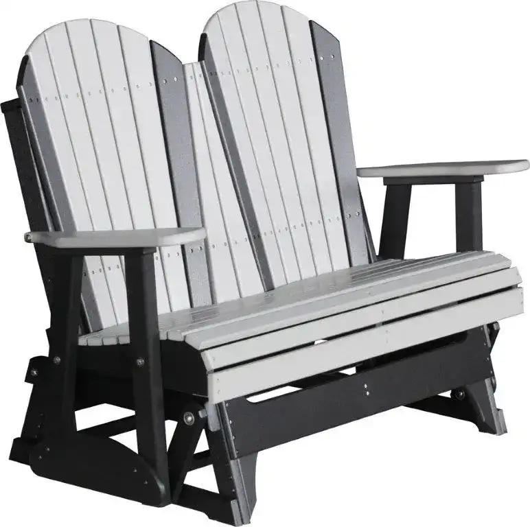 Amish Outdoors Deluxe Gray/Black Adirondack Glider Loveseat