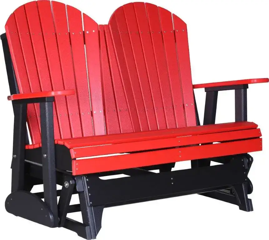 Amish Outdoors Deluxe Red/Black Adirondack Glider Loveseat