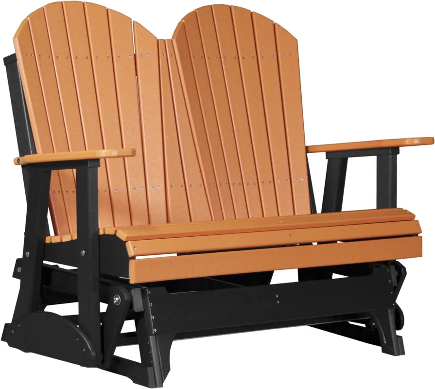 Amish Outdoors Deluxe Tangerine/Black Adirondack Glider Loveseat