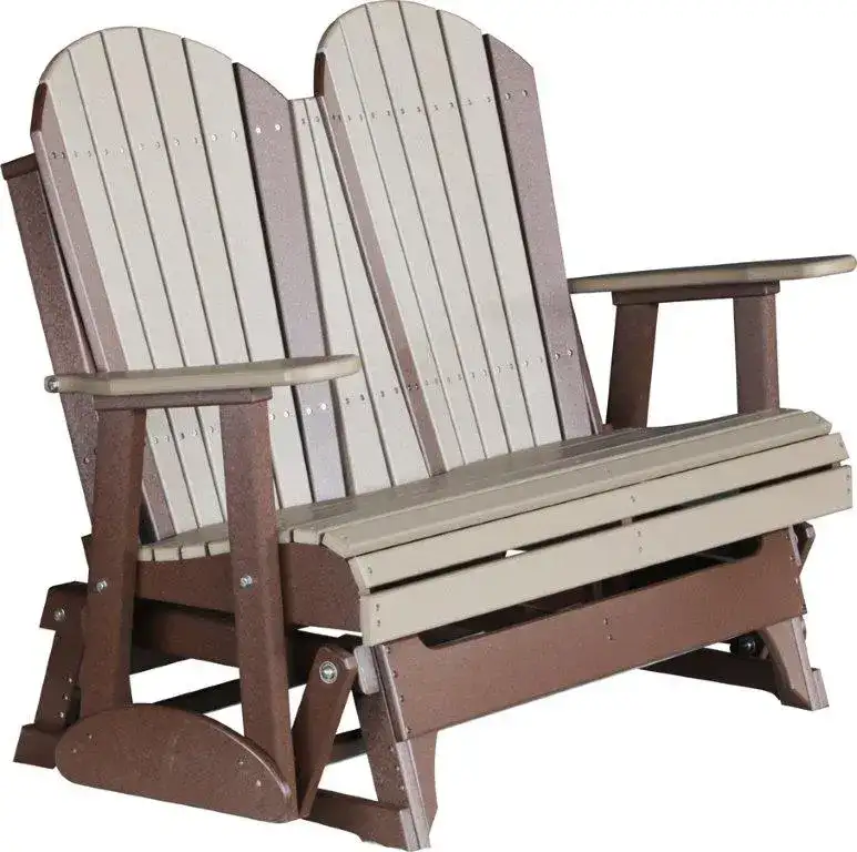 Amish Outdoors Deluxe Weatherwood/Chestnut Adirondack Glider Loveseat