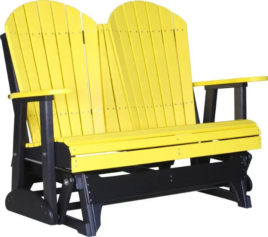 Amish Outdoors Deluxe Yellow/Black Adirondack Glider Loveseat