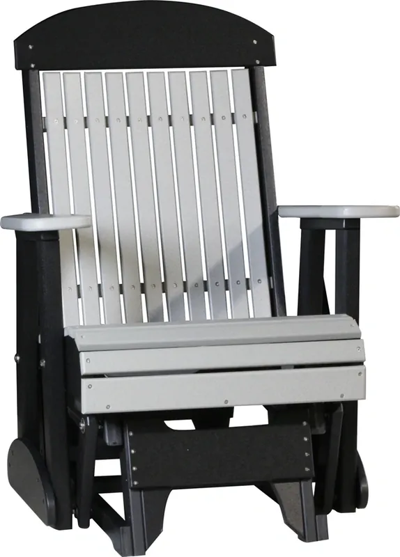 Amish Outdoors Classic High-Back Gray/Black Adirondack Glider Chair