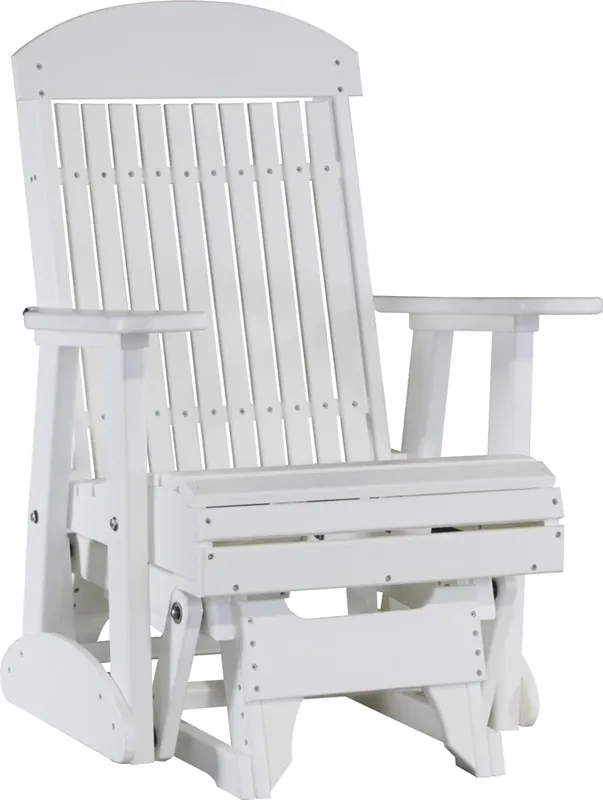 Amish Outdoors Classic High-Back White Adirondack Glider Chair