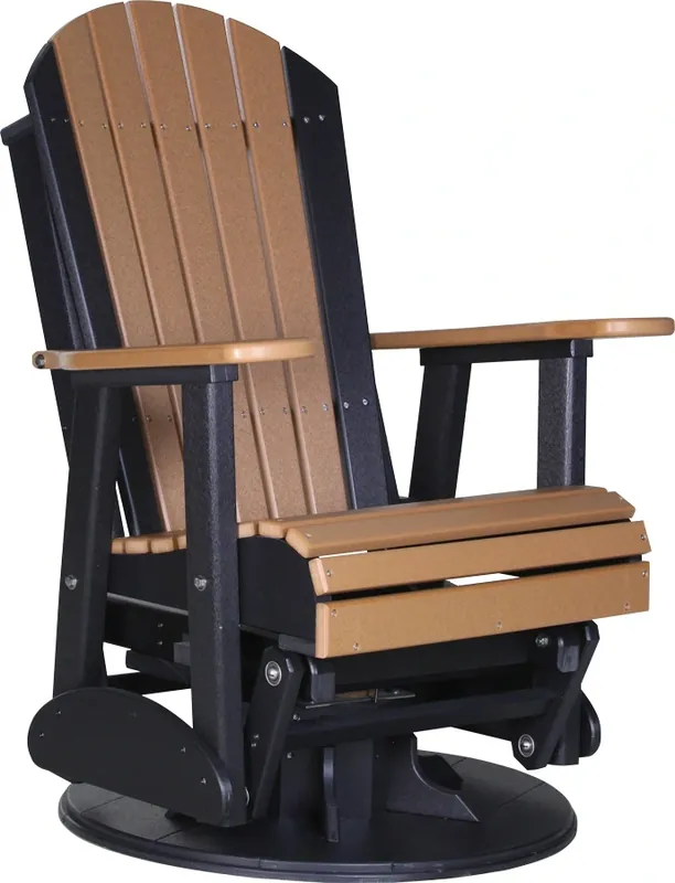 Amish Outdoors Cedar/Black Adirondack Swivel Glider Chair