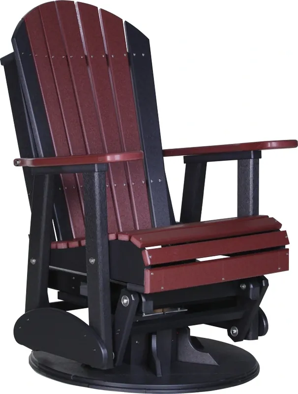 Amish Outdoors Cherry/Black Adirondack Swivel Glider Chair