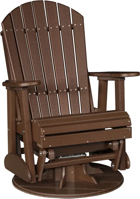 Amish Outdoors Chestnut Adirondack Swivel Glider Chair