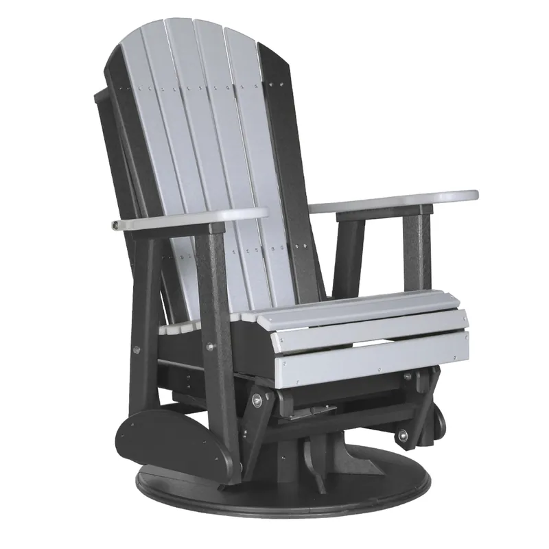 Amish Outdoors Gray/Black Adirondack Swivel Glider Chair