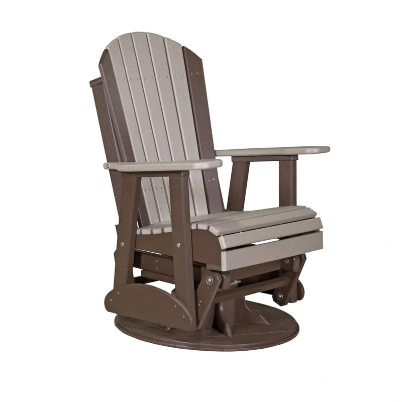 Amish Outdoors Weatherwood/Chestnut Adirondack Swivel Glider Chair