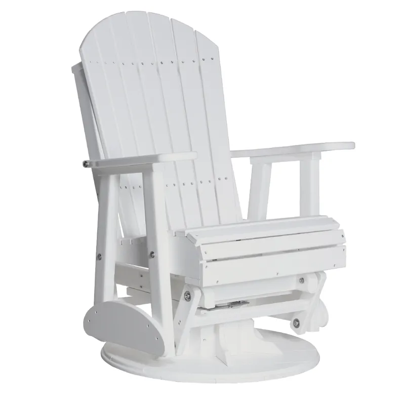 Amish Outdoors White Adirondack Swivel Glider Chair