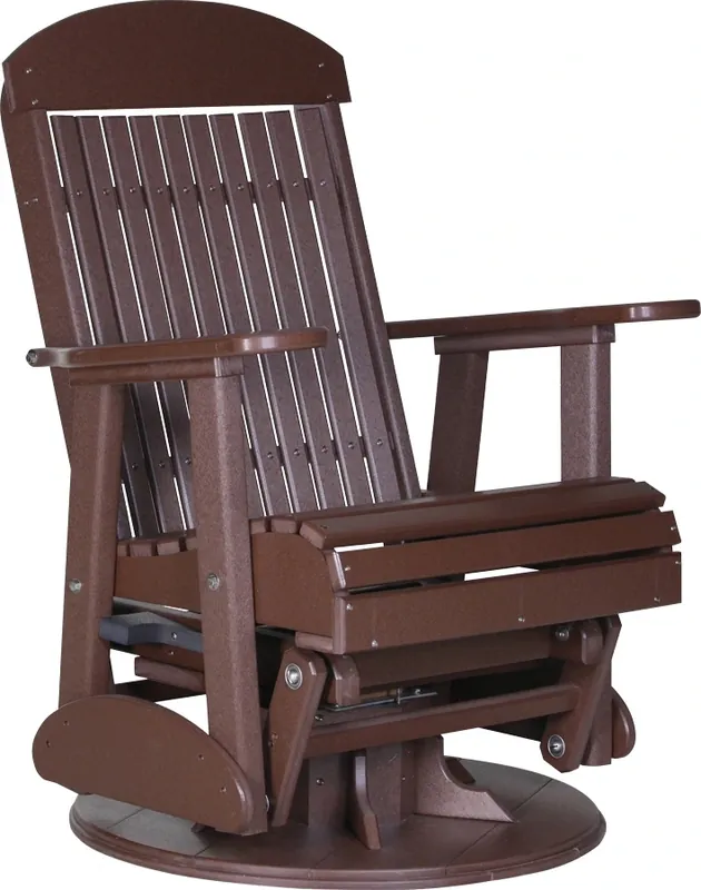 Amish Outdoors Classic High-Back Chestnut Adirondack Swivel Glider Chair