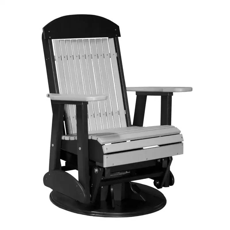 Amish Outdoors Classic High-Back Gray/Black Adirondack Swivel Glider Chair