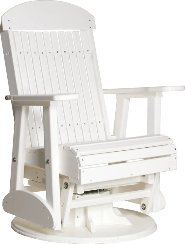 Amish Outdoors Classic High-Back White Adirondack Swivel Glider Chair