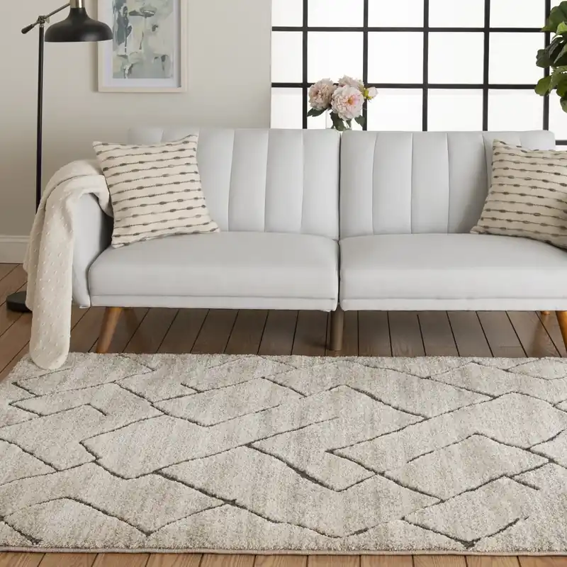 Central Oriental Alette Rug in Tan Gray - 7.10 x 9.10