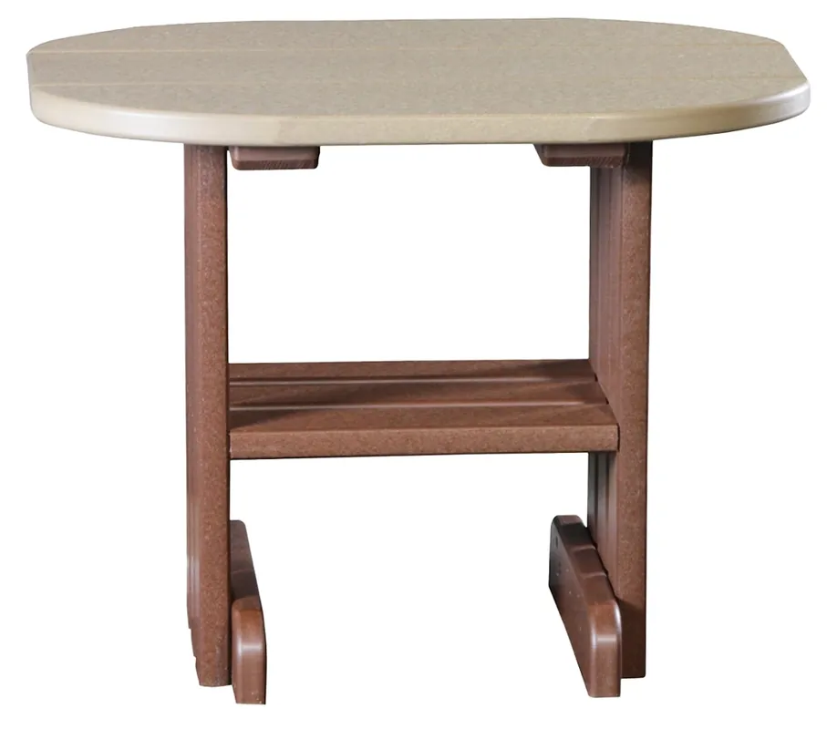 Amish Outdoors Deluxe Weatherwood/Chestnut Oval End Table