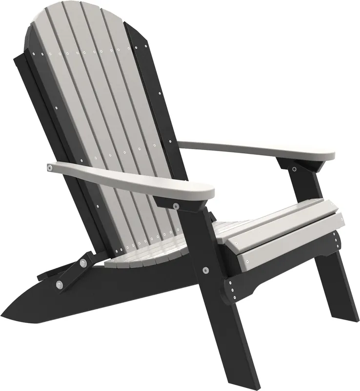Amish Outdoors Gray/Black Folding Adirondack Chair