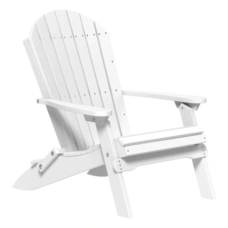 Amish Outdoors White Folding Adirondack Chair