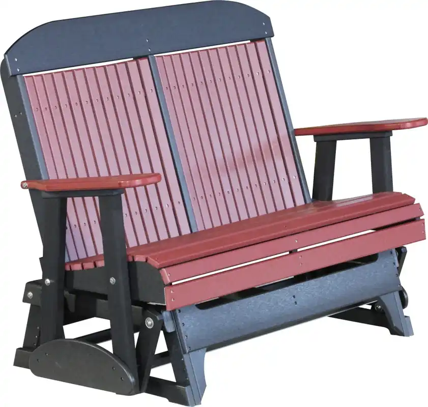 Amish Outdoors Classic High-Back Cherry/Black Adirondack Glider Loveseat