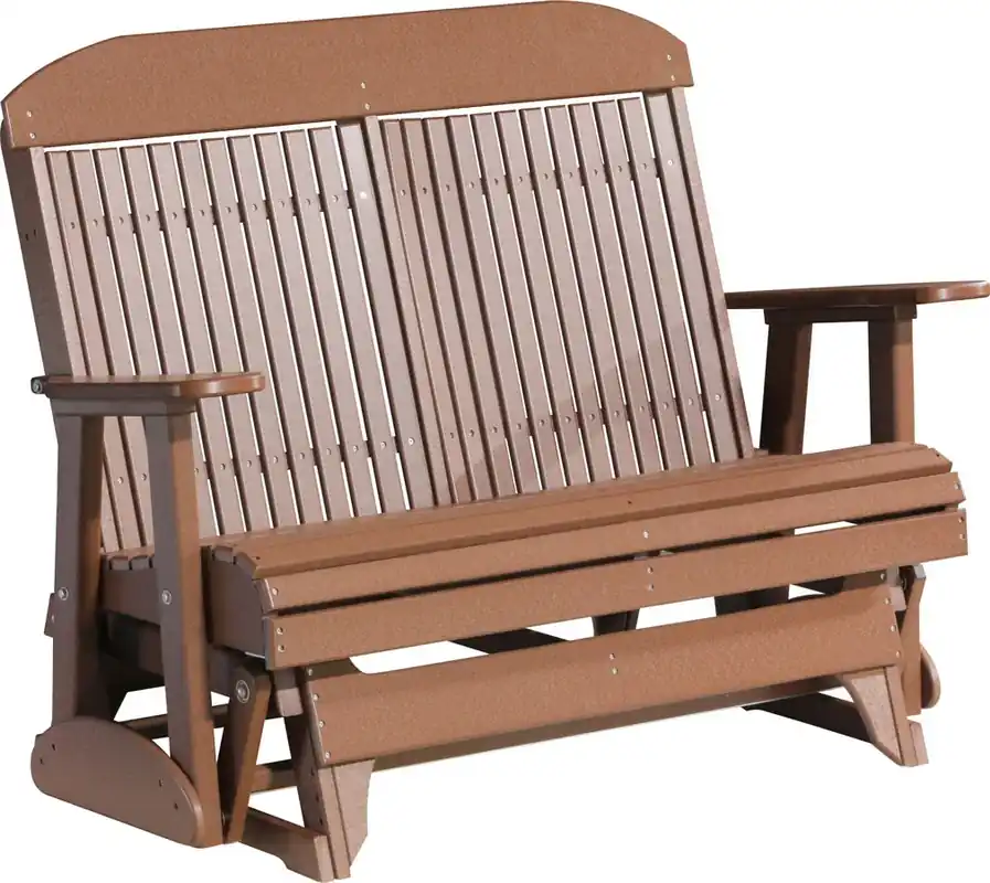 Amish Outdoors Classic High-Back Chestnut Adirondack Glider Loveseat