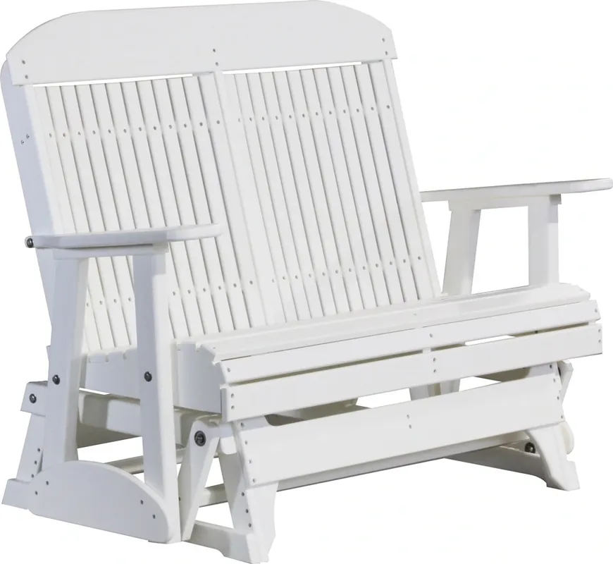 Amish Outdoors Classic High-Back White Adirondack Glider Loveseat