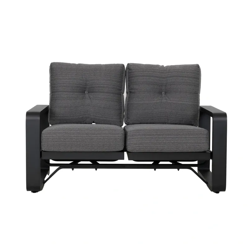 Woodard Vale Tussari Black Outdoor Dual Rocking Loveseat
