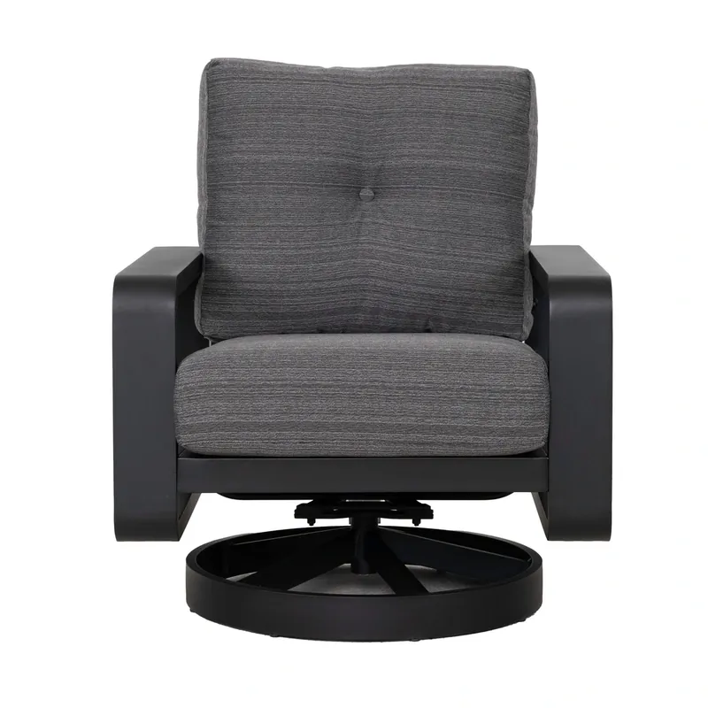 Woodard Vale Tussari Black Outdoor Swivel Lounge Chair