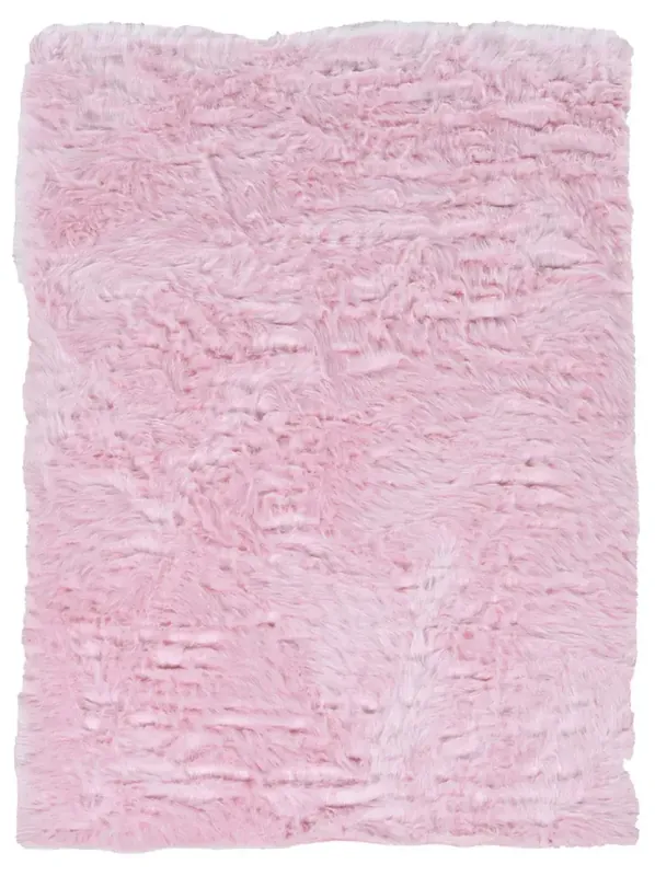 Linon Faux Sheepskin Rug in Pink - 5 x 7