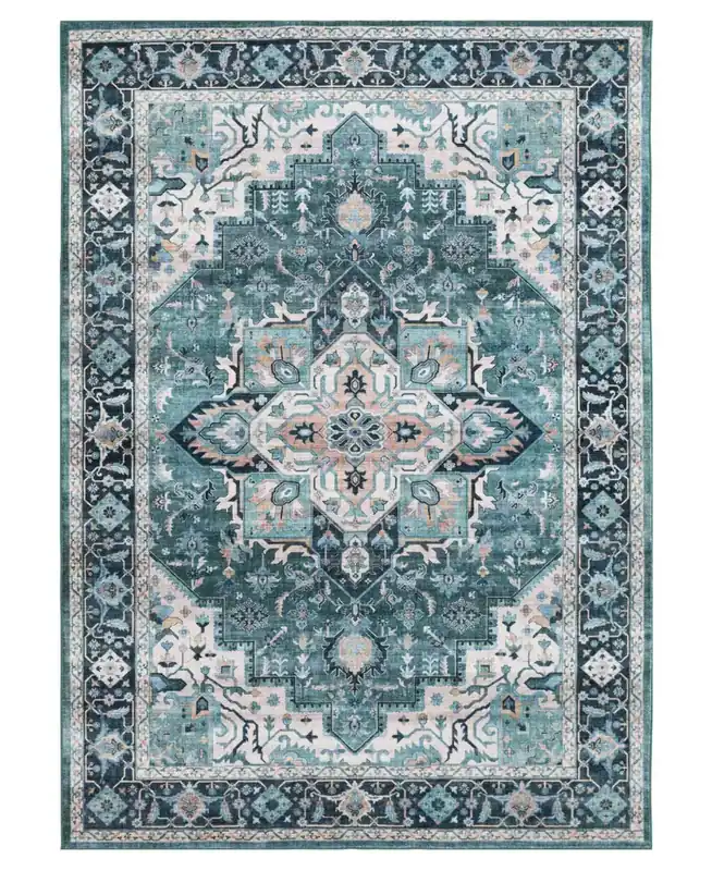 Central Oriental Velveteen Chantal Rug in Green - 5 x 7