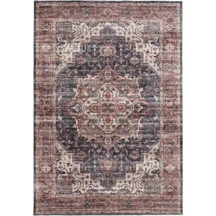 Central Oriental Velveteen Rug in Chantal Red - 5 x 7