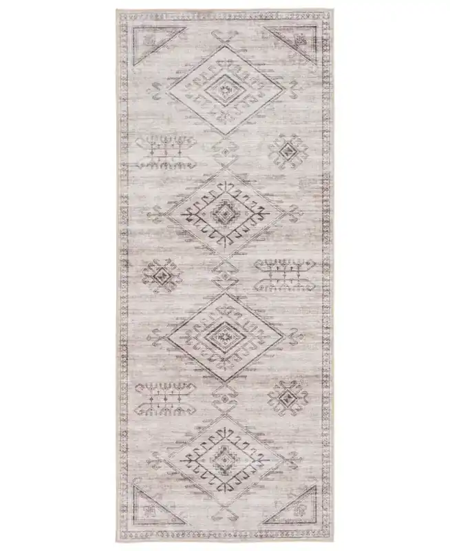 Central Oriental Velveteen Rug in Ivory - 2.3 x 6
