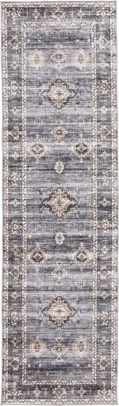 Central Oriental Velveteen Rug in Raquel Gray - 2.3 x 6
