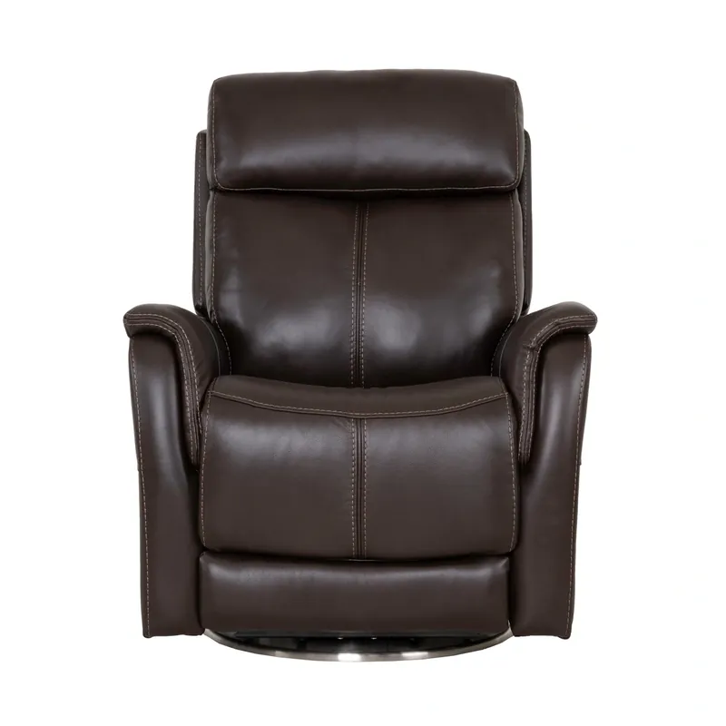 Flexsteel View Chocolate Leather Power Swivel Recliner