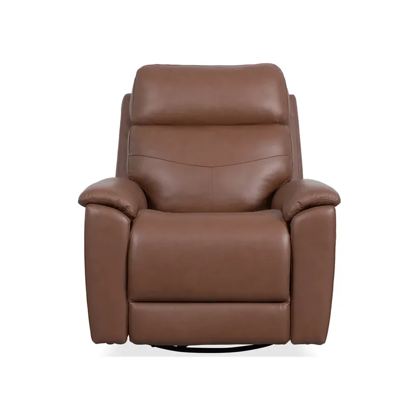 Flexsteel Perfect Match Refined Hickory Leather Swivel Glider Recliner