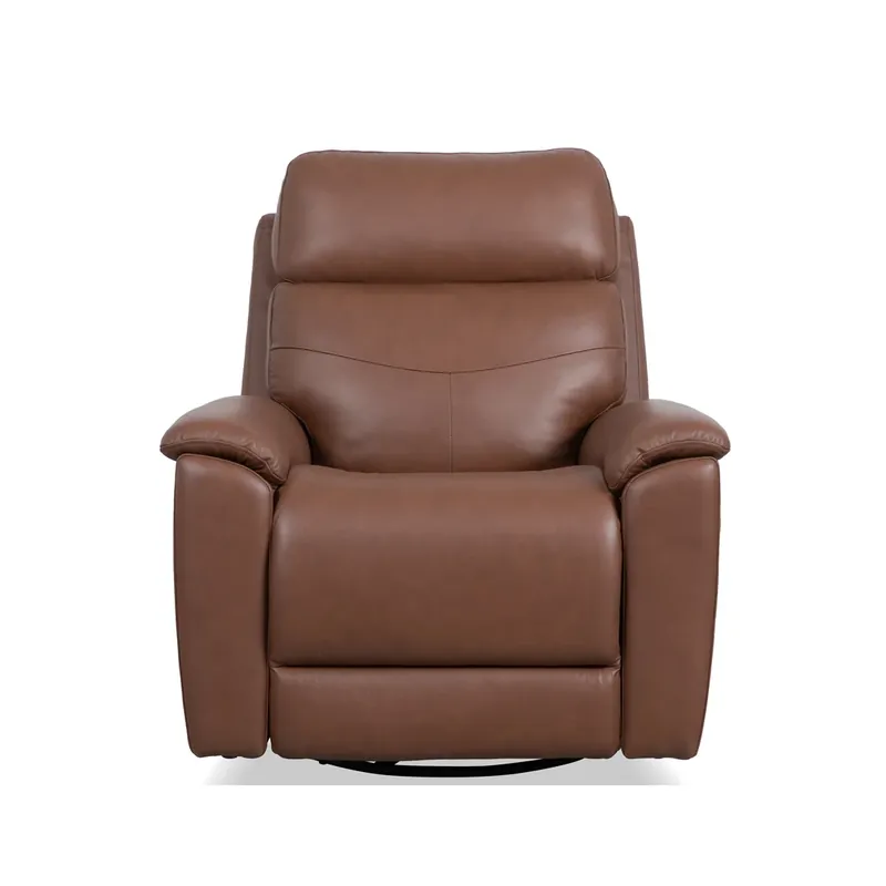 Flexsteel Perfect Match Refined Hickory Leather Power Swivel Glider Recliner