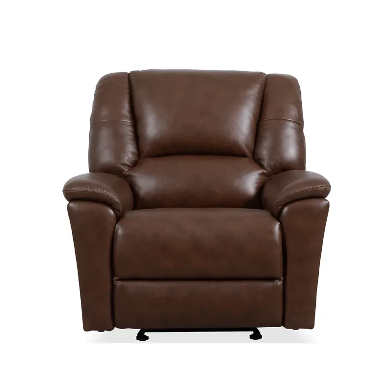 Flexsteel Perfect Match Plush Leather Tavern Brown Power Glider Recliner