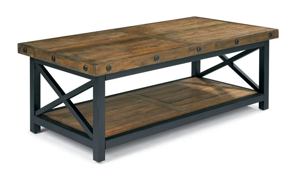 Flexsteel Carpenter Rectangle Coffee Table in Rustic Brown