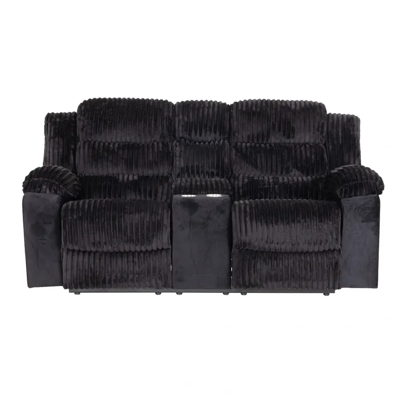 New Classic Willow Black Reclining Loveseat with Console