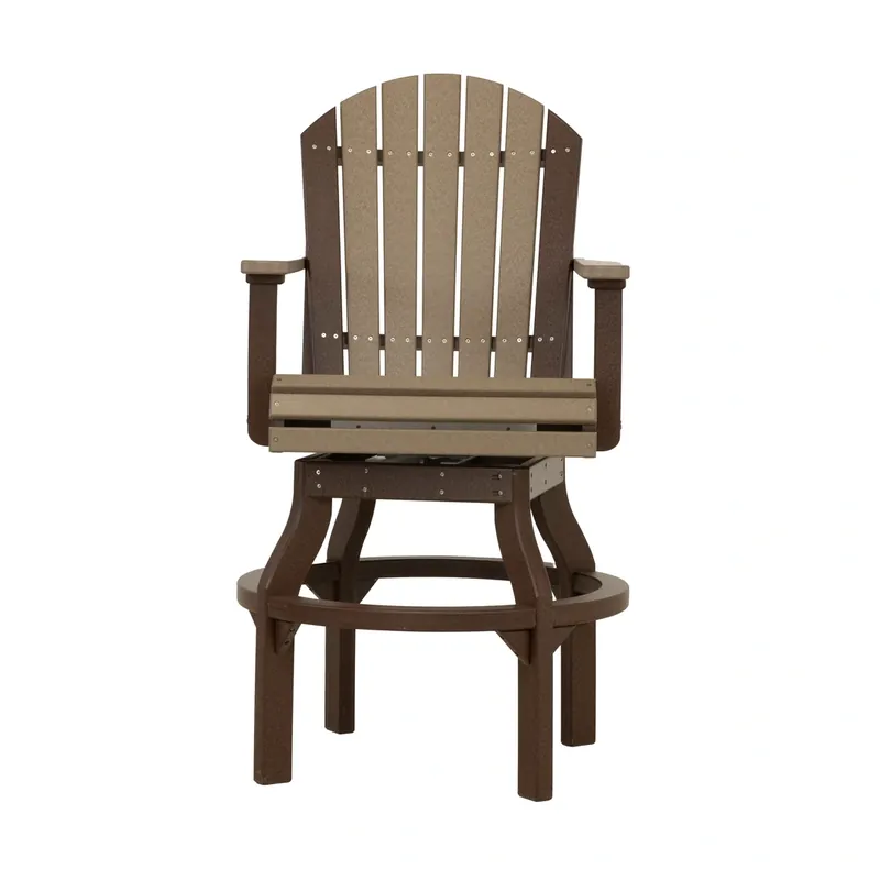 Amish Outdoors Adirondack Weatherwood/Black Swivel Bar Stool